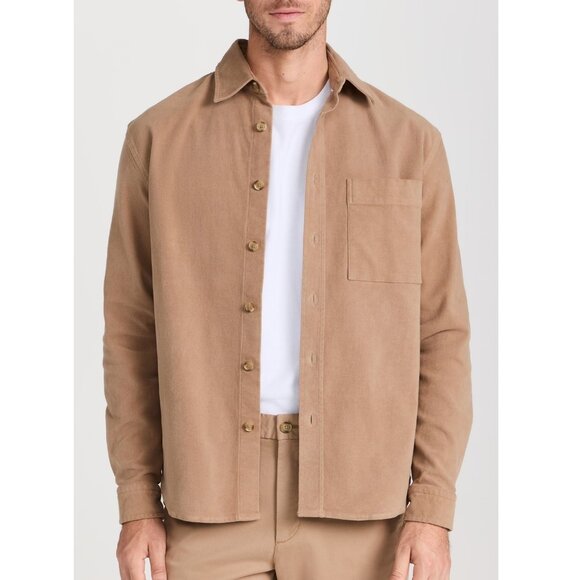 Hugo Boss Men's BOSS Owen Patch Pocket Button Front Overshirt Relaxed Fit Beige - Picture 1 of 6